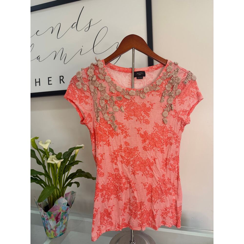 Anthropologie Deletta Orange Lace Floral Kenmare-Size Medium